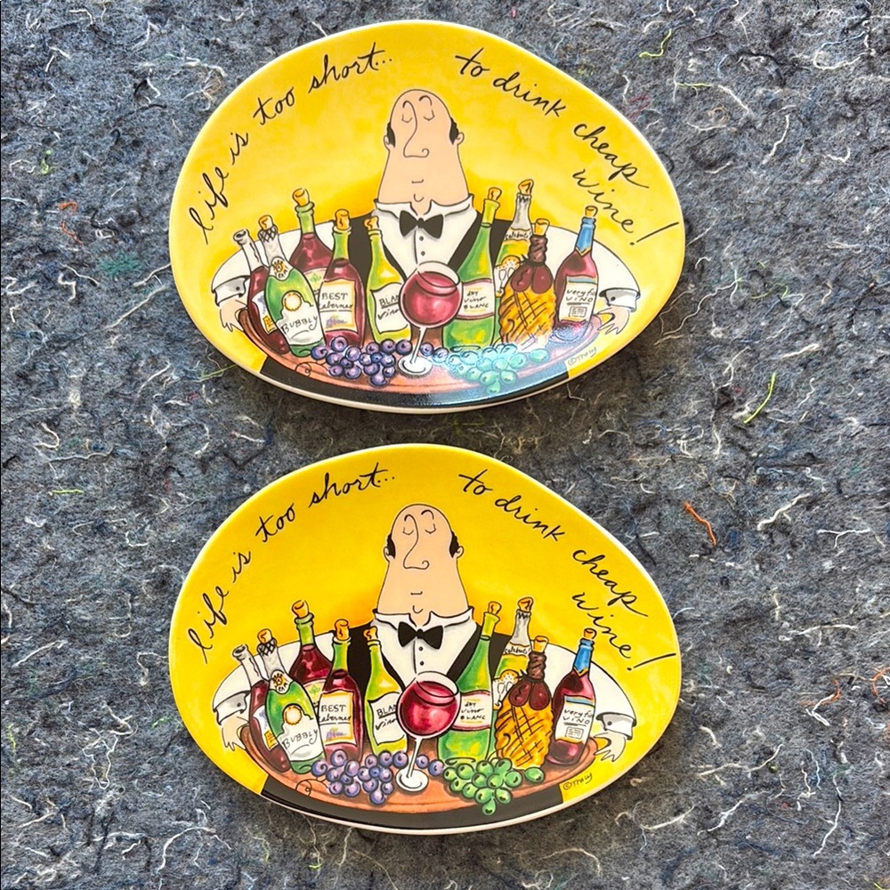 Mud Pie Bar Tidbit Tray set (2) by artist Tracy Flickinger “Life is too short”